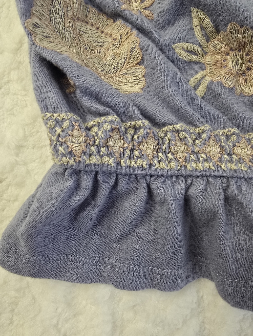 American Eagle Crop Top Blue Embroidered Floral Off Shoulder Short Sleeve M - Picture 6 of 12